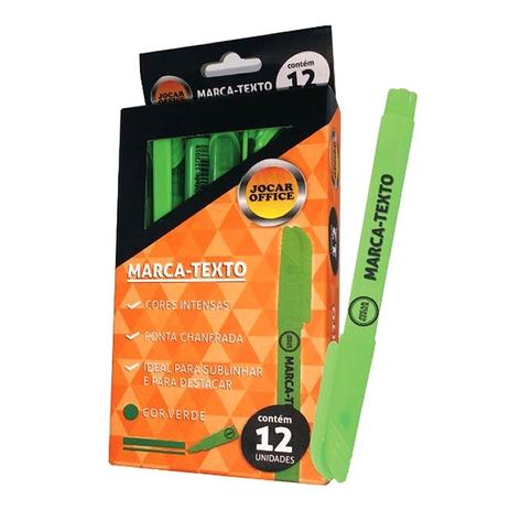 Pincel Marca Texto Jocar Office Verde Cx C/ 12 Un Menor preço em Pincel Marca Texto Jocar Office Verde Cx C/ 12 Un