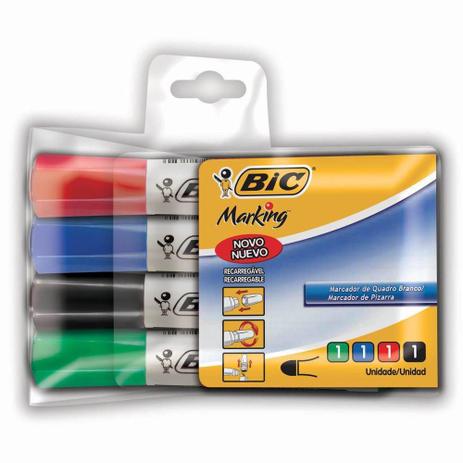 Pincel Marcador Para Quadro Branco Recarregavel Preto/azul/vermelho/verde 4 Unidades - Bic Marking Menor preço em Pincel Marcador Para Quadro Branco Recarregavel Preto/azul/vermelho/verde 4 Unidades - Bic Marking