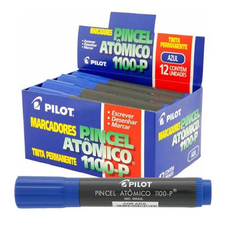 Pincel Permanente Atômico Pilot 1100-P Azul CX C/ 12 Un Menor preço em Pincel Permanente Atômico Pilot 1100-P Azul CX C/ 12 Un