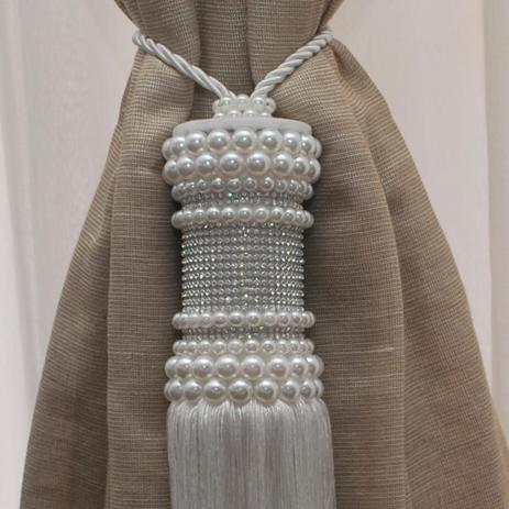 Pingente Abraçadeira Para Decorar Cortina Maxi Perólas com Strass Branco  2 unid - Cortina cortina é boa?