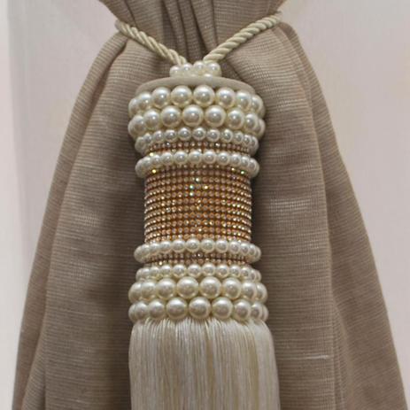 Pingente Abraçadeira Para Decorar Cortina Maxi Perólas com Strass Off White  2 unid - Cortina cortina é boa?