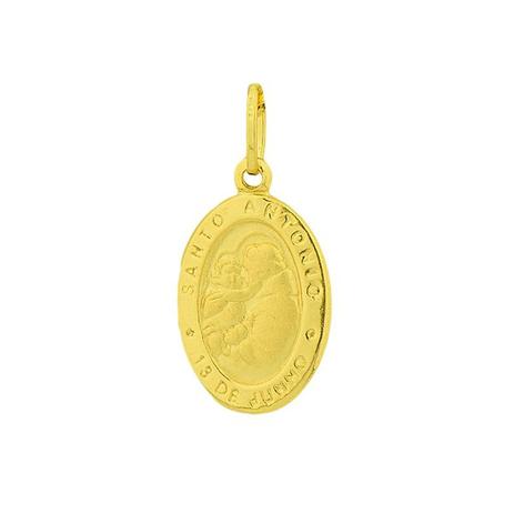 Pingente de Ouro 18k Medalha de Santo Antônio Oval pi03053 - Joiasgold Menor preço em Pingente de Ouro 18k Medalha de Santo Antônio Oval pi03053 - Joiasgold
