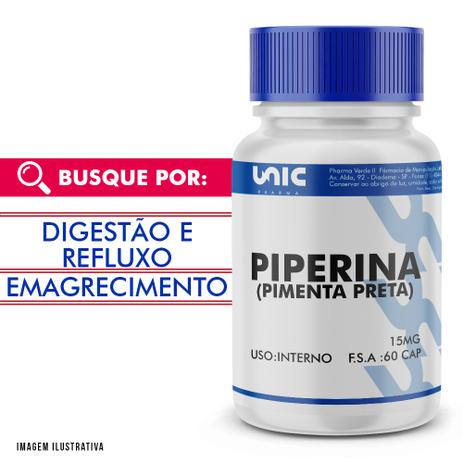Piperina (pimenta preta) 15mg 60 caps - Unicpharma Menor preço em Piperina (pimenta preta) 15mg 60 caps - Unicpharma