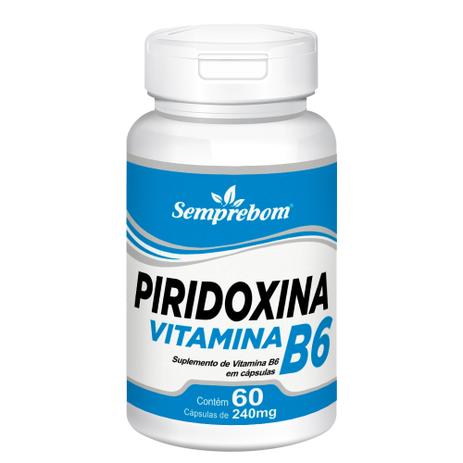 Piridoxina Vitamina B6 Semprebom - 60 Cap. de 240 mg. Menor preço em Piridoxina Vitamina B6 Semprebom - 60 Cap. de 240 mg.
