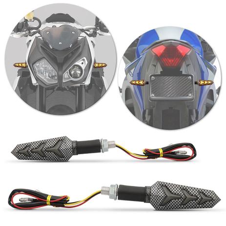 Pisca Led Seta Esportivo Moto Modelo Kawa Sequencial 9 Led Universal Xadrez Carbono Flexível - ST Menor preço em Pisca Led Seta Esportivo Moto Modelo Kawa Sequencial 9 Led Universal Xadrez Carbono Flexível - ST