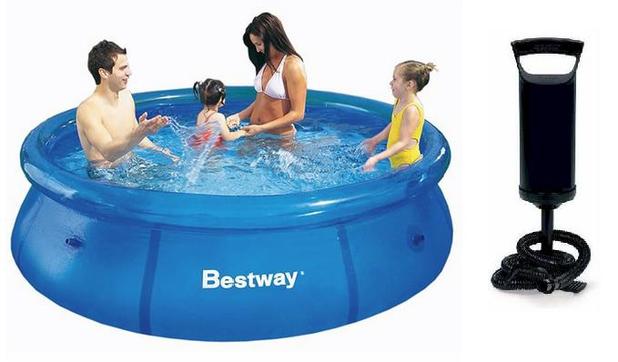 Piscina Bestway 2300 Litros + Bomba de Inflar Menor preço em Piscina Bestway 2300 Litros + Bomba de Inflar