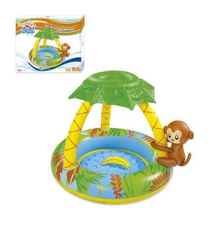 Piscina circular inflável infantil com cobertura macaquinho 53l - Wellmix Menor preço em Piscina circular inflável infantil com cobertura macaquinho 53l - Wellmix