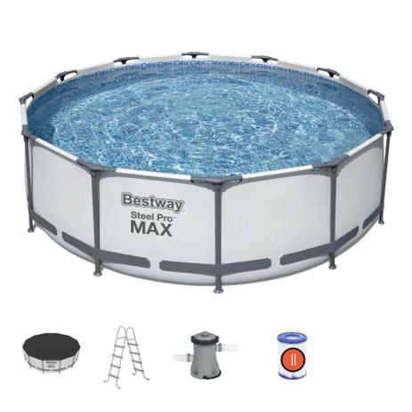 Piscina Estrutural 10.250 Litros Steel Pro Filtro Capa e Escada Bestway Menor preço em Piscina Estrutural 10.250 Litros Steel Pro Filtro Capa e Escada Bestway