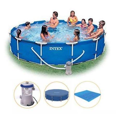 Piscina Estrutural 6.503 Litros Armação Azul + Capa + Filtro + Forro - Intex Menor preço em Piscina Estrutural 6.503 Litros Armação Azul + Capa + Filtro + Forro - Intex