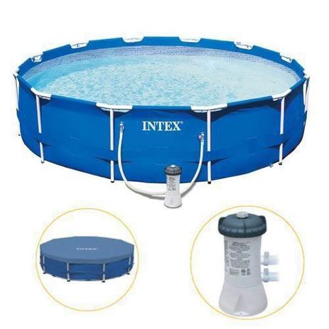 Piscina Estrutural 6.503 Litros Armação Azul + Capa + Filtro - Intex Menor preço em Piscina Estrutural 6.503 Litros Armação Azul + Capa + Filtro - Intex