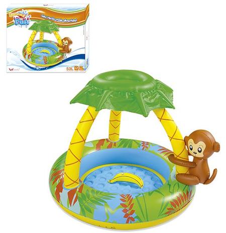 Piscina inflavel com cobertura e macaquinho 53l 102x102x80cm summer fun - Etitoys é boa?
