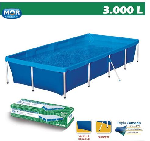 Piscina Standard 3000 Litros Estruturada Retangular - Mor Menor preço em Piscina Standard 3000 Litros Estruturada Retangular - Mor