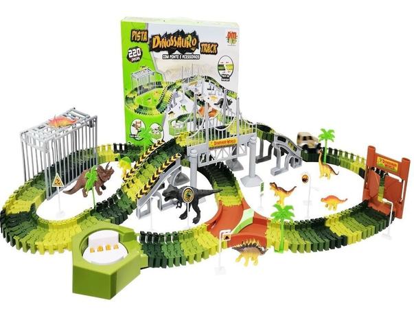 Pista Dinossauro Rex Maluca Magica Track Com 220 Pçs 1 Carro - DM Toys Menor preço em Pista Dinossauro Rex Maluca Magica Track Com 220 Pçs 1 Carro - DM Toys