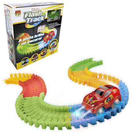 Pista Flash Track e Carrinho com Luz 166 Peças - Ref. DMR5353 - Dm brasil Menor preço em Pista Flash Track e Carrinho com Luz 166 Peças - Ref. DMR5353 - Dm brasil