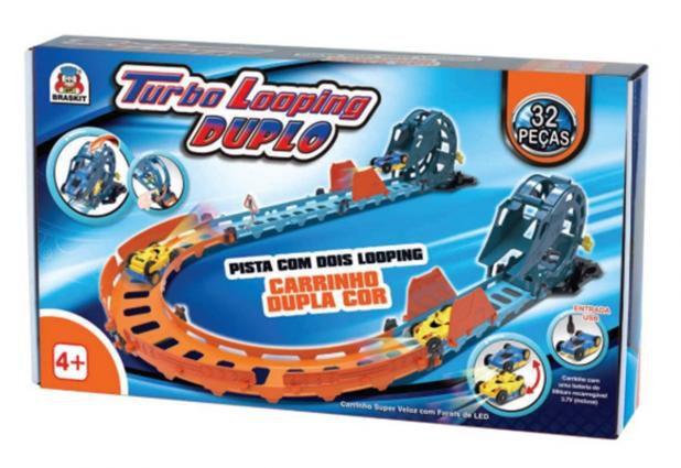 Pista Turbo Looping Duplo Carrinho 32 Peças Braskit Menor preço em Pista Turbo Looping Duplo Carrinho 32 Peças Braskit