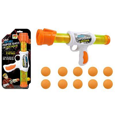 Pistola lanca bola com 10 bolas de espuma super shot sport - 20 comercial é boa?