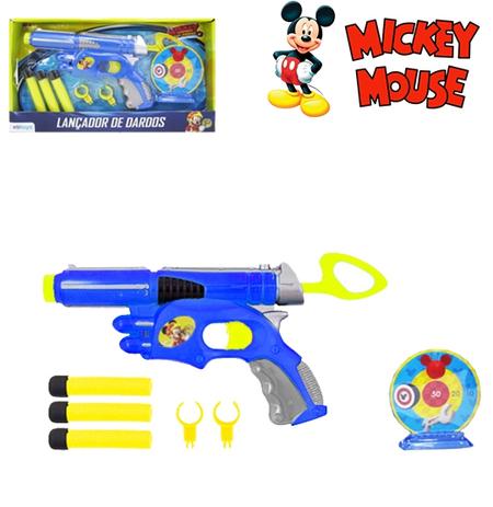 Pistola lanca dardo espuma com 3 dardos + alvo mickey na caixa - Etitoys Menor preço em Pistola lanca dardo espuma com 3 dardos + alvo mickey na caixa - Etitoys