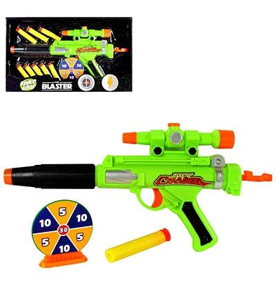 Pistola lanca dardo espuma com 8 dardos + alvo the blaster - Dm Menor preço em Pistola lanca dardo espuma com 8 dardos + alvo the blaster - Dm