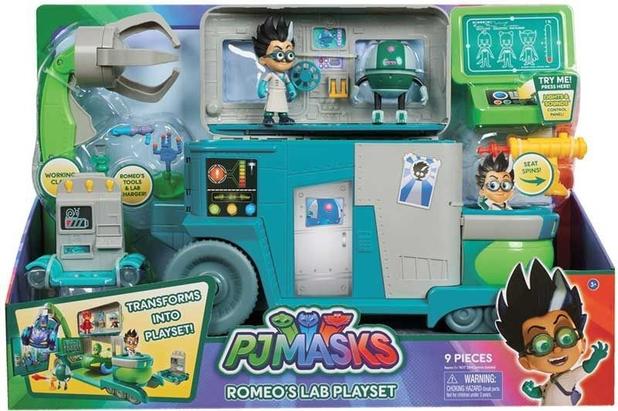 Pj Masks Veiculo e Laboratório Do Romeo 2 em 1 C/ Luz E Som DTC Menor preço em Pj Masks Veiculo e Laboratório Do Romeo 2 em 1 C/ Luz E Som DTC