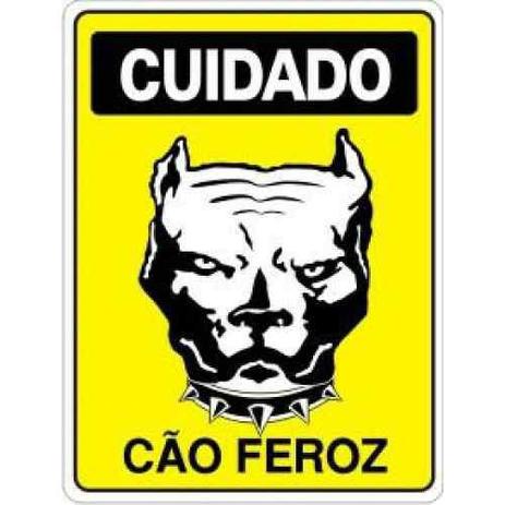Placa Cuidado Cão Feroz 20x30 - Pet import Menor preço em Placa Cuidado Cão Feroz 20x30 - Pet import