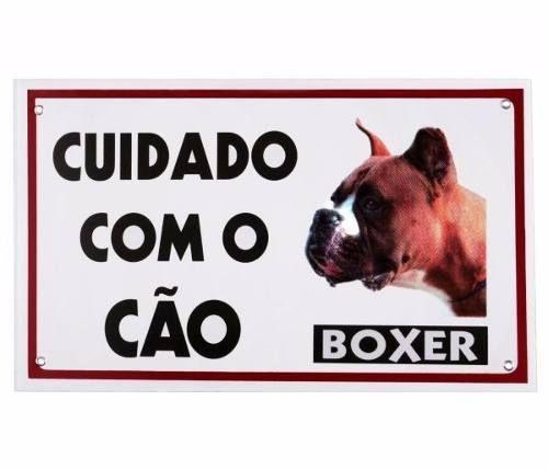 Placa Cuidado com o Cão Boxer - Pet import Menor preço em Placa Cuidado com o Cão Boxer - Pet import