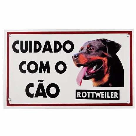 Placa Cuidado Com O Cão Rottweiler - Pet import Menor preço em Placa Cuidado Com O Cão Rottweiler - Pet import
