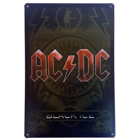 Placa De Metal Decorativa AC/DC Black Ice 30 x 20cm. - Yaay Menor preço em Placa De Metal Decorativa AC/DC Black Ice 30 x 20cm. - Yaay