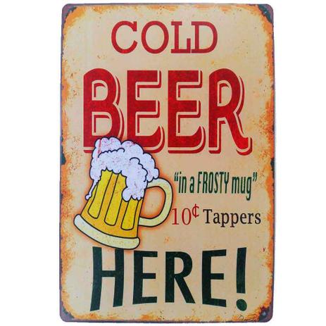 Placa De Metal Decorativa Cold Beer - Versare anos dourados Menor preço em Placa De Metal Decorativa Cold Beer - Versare anos dourados