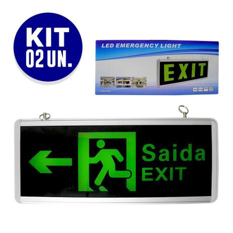 Placa de Saida LED Dupla Face Emergencia Kit 2 Un. Bateria Sinalizaçao Exit - Braslu Menor preço em Placa de Saida LED Dupla Face Emergencia Kit 2 Un. Bateria Sinalizaçao Exit - Braslu