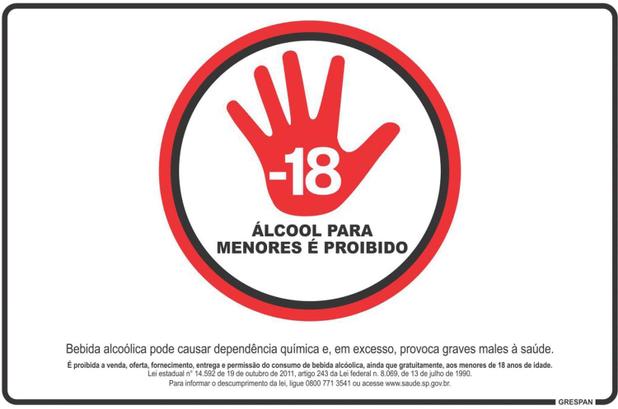 Placa de Sinalizacao Bebida Alcoolica Lei 20X30CM. Grespan Menor preço em Placa de Sinalizacao Bebida Alcoolica Lei 20X30CM. Grespan