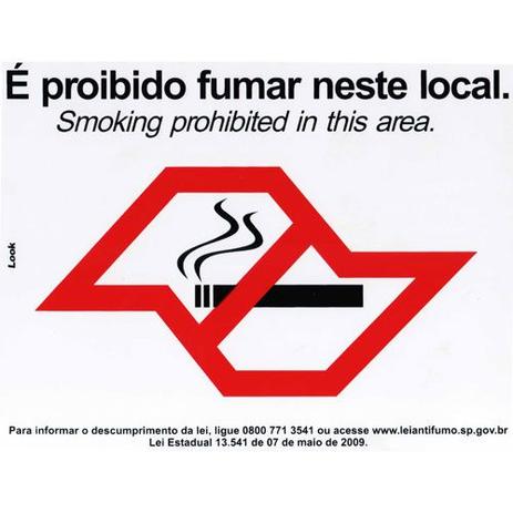 Placa de sinalizacao proibido fumar c/ lei 20x25 look Menor preço em Placa de sinalizacao proibido fumar c/ lei 20x25 look