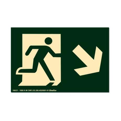 Placa de sinalização - SAÍDA DE EMERGÊNCIA - seta inclinada para baixo a direita verde Sinalize Menor preço em Placa de sinalização - SAÍDA DE EMERGÊNCIA - seta inclinada para baixo a direita verde Sinalize