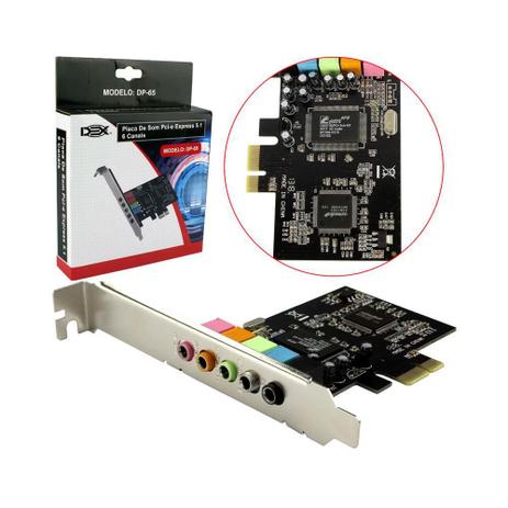 Placa De Som Pci-Express 5.1 Com 6 Canais Dp-65 Dex Menor preço em Placa De Som Pci-Express 5.1 Com 6 Canais Dp-65 Dex