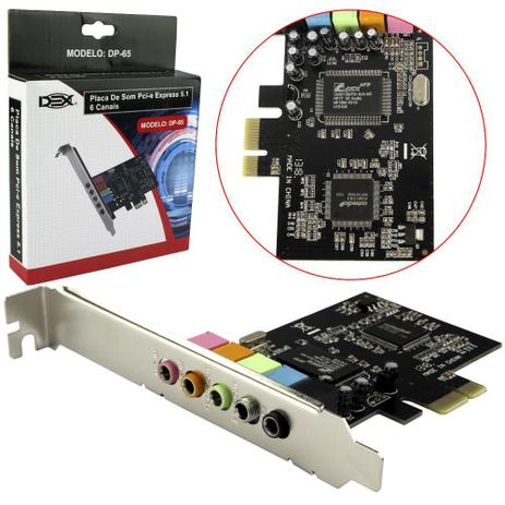 Placa de Som PCI-EXPRESS com 5 Canais DP-65 DEX Menor preço em Placa de Som PCI-EXPRESS com 5 Canais DP-65 DEX