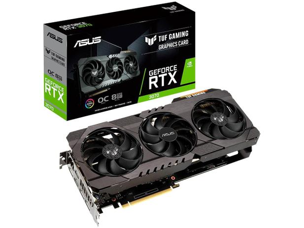 Placa de Vídeo Asus GeForce RTX 3070 8GB - GDDR6 256 bits TUF Gaming Menor preço em Placa de Vídeo Asus GeForce RTX 3070 8GB - GDDR6 256 bits TUF Gaming
