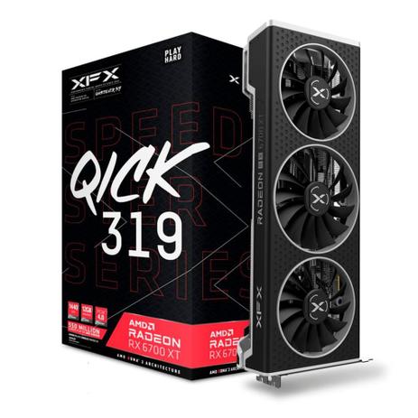Placa de Vídeo XFX Speedster QICK319 AMD Radeon RX 6700XT Black Gaming, 16Gbps, 12GB GDDR6, AMD RDNA 2 Architecture - RX-67XTYPBDP Menor preço em Placa de Vídeo XFX Speedster QICK319 AMD Radeon RX 6700XT Black Gaming, 16Gbps, 12GB GDDR6, AMD RDNA 2 Architecture - RX-67XTYPBDP