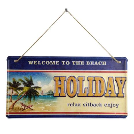 Placa Decorativa Beach Holiday Em Ferro L40Xp20Cm - 24233 - L hermitage Menor preço em Placa Decorativa Beach Holiday Em Ferro L40Xp20Cm - 24233 - L hermitage