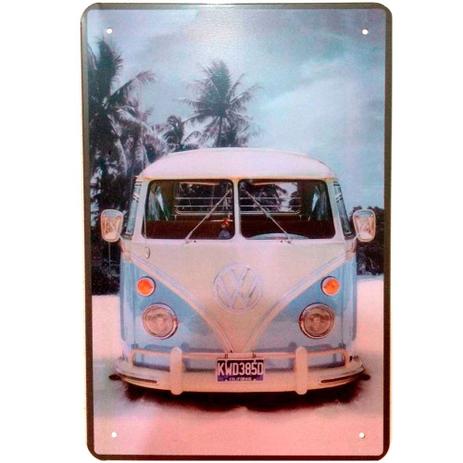 Placa Decorativa de Metal Kombi Praia Azul 30 x 20 cm - Versare anos dourados Menor preço em Placa Decorativa de Metal Kombi Praia Azul 30 x 20 cm - Versare anos dourados