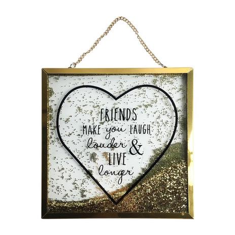 Placa Decorativa de Vidro Big Heart Glitter Dourada Urban Menor preço em Placa Decorativa de Vidro Big Heart Glitter Dourada Urban