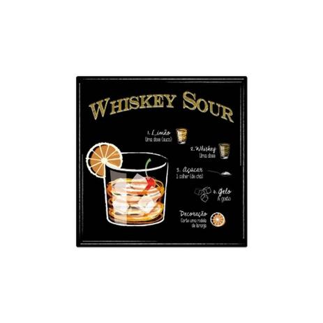 Placa Decorativa Em Metal Quadro Whiskey Sour - Geguton Menor preço em Placa Decorativa Em Metal Quadro Whiskey Sour - Geguton