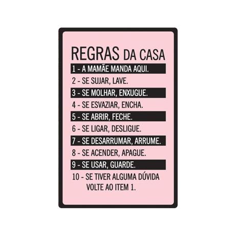 Placa Decorativa - Frases - Regras da Casa - cod. 5358 - Cia. laser é boa?