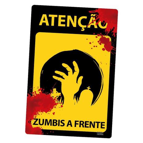 Placa Decorativa HALLOWEEN Atenção Zumbis - Beek Menor preço em Placa Decorativa HALLOWEEN Atenção Zumbis - Beek