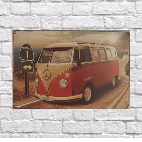 Placa Decorativa Kombi Vermelha California 20X30 - Fwb Menor preço em Placa Decorativa Kombi Vermelha California 20X30 - Fwb