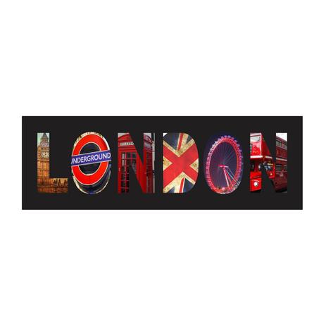Placa decorativa London 10x30 cm Preto - Kapos Menor preço em Placa decorativa London 10x30 cm Preto - Kapos