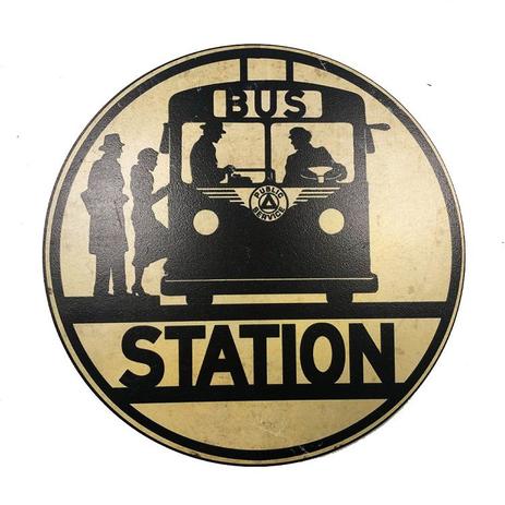Placa Decorativa MDF 35x35Cm Personalizado Bus Station Bege - Maisaz é boa?