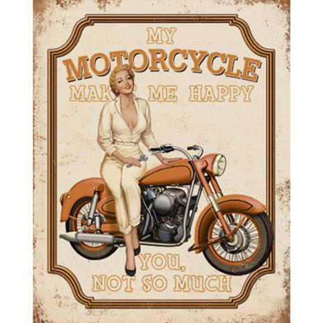 Placa Decorativa Retro Mulher e Moto Laranja 24x19cm DHPM-170 - Litoarte Menor preço em Placa Decorativa Retro Mulher e Moto Laranja 24x19cm DHPM-170 - Litoarte