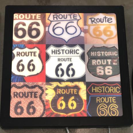 Placa Luminária Decorativa Led Route 66 Preto Metal 30x30x5cm - Maisaz Menor preço em Placa Luminária Decorativa Led Route 66 Preto Metal 30x30x5cm - Maisaz