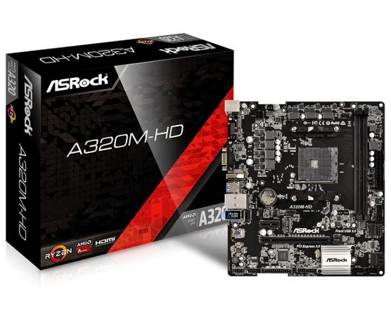 Placa mãe asrock a320m-hd, micro-atx, amd, am4, ddr4 Menor preço em Placa mãe asrock a320m-hd, micro-atx, amd, am4, ddr4