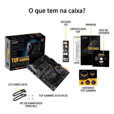 Placa Mae Asus TUF Gaming X570 Plus AM4 DDR4 HDMI M2 RGB ATX Menor preço em Placa Mae Asus TUF Gaming X570 Plus AM4 DDR4 HDMI M2 RGB ATX