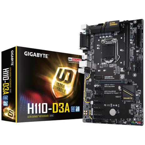 Placa Mae Gigabyte H110 ATX (LGA 1151) DDR4 Mineração Ethereum Bitcoin GA-H110-D3A - Asus Menor preço em Placa Mae Gigabyte H110 ATX (LGA 1151) DDR4 Mineração Ethereum Bitcoin GA-H110-D3A - Asus